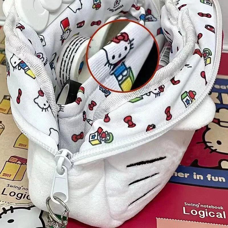 Etui drăguț de pluș Hello Kitty pentru creioane, pentru studenți, cu capacitate mare, geantă de papetărie, Kawaii, drăguț, pentru fete, geantă de depozitare pentru machiaj, cadouri pentru petreceri, KTY