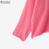 ZANZEA Autumn Womens Sweaters Long Sleeve Off Shoulder Casual Knitted Jumper Pullovers