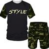 Set cu imprimeu camuflaj de vară Costum Hip Hop Harajuku Sport 2 piese Îmbrăcăminte sport supradimensionată Tricou Pantaloni scurți de plajă Ținute Haine pentru bărbați