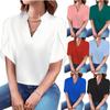 Damenmode, lässig, einfarbig, kurzärmelig, V-Ausschnitt, Blusen und Hemden
