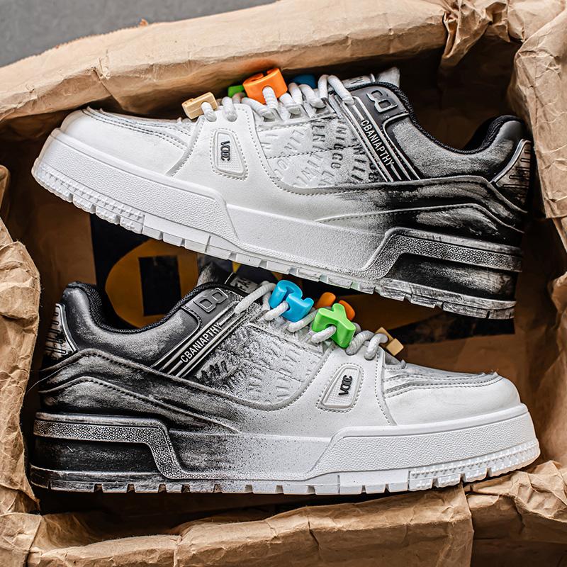 Мужская модная повседневная обувь для скейтбординга на градиентной платформе нескользящая легкая дышащая 39 чёрный 3156₽