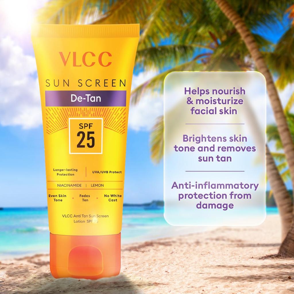 VLCC Anti Tan Sunscreen Lotion SPF 25 For Daily Sun Protection Hydrating Lightweight Formula 150 Ml Pack Of 2 Set