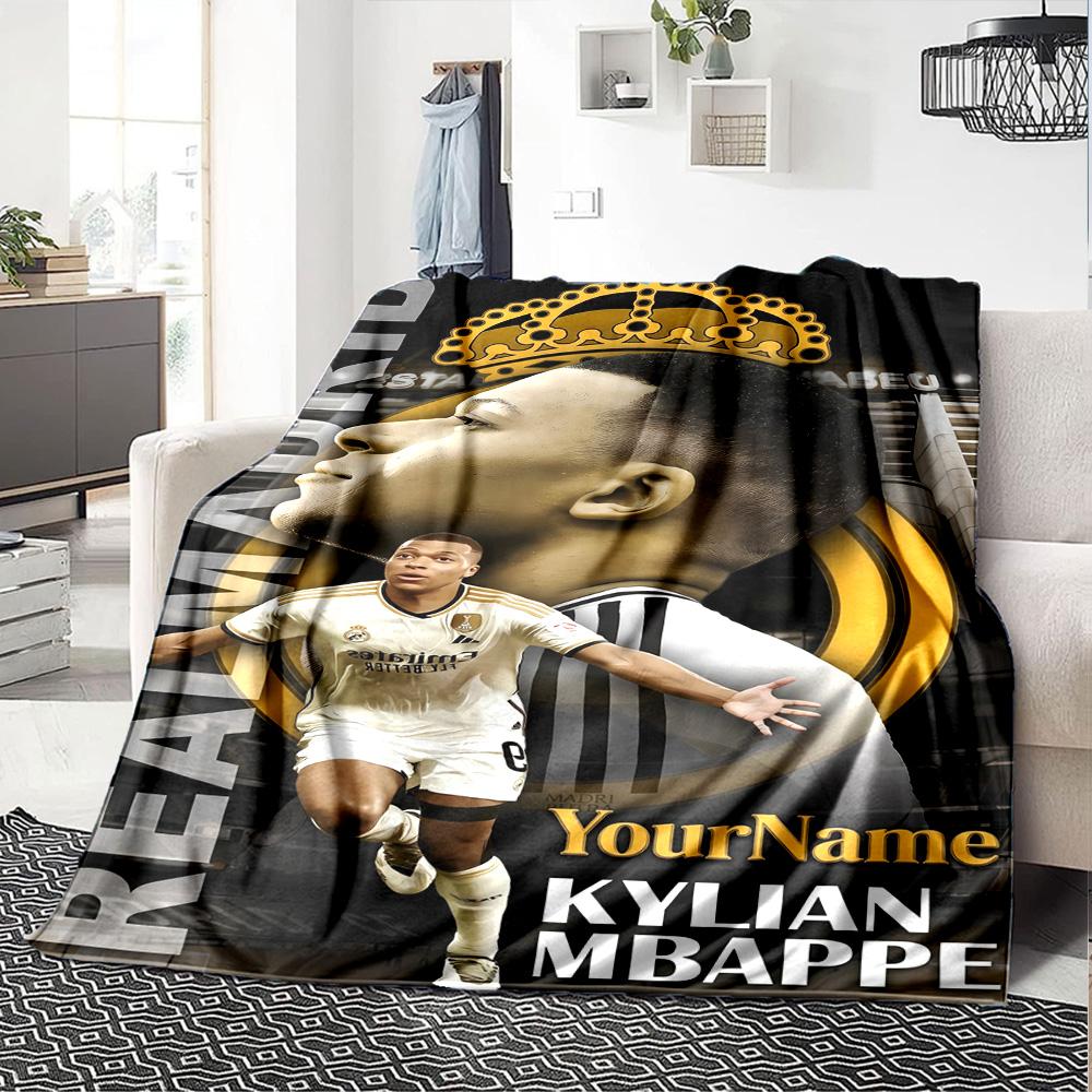 Mbappe Personalized Text Blanket Lightweight Personalized Blanket Warmthful Decor Great for Couch Livingroom Bedding Living Room