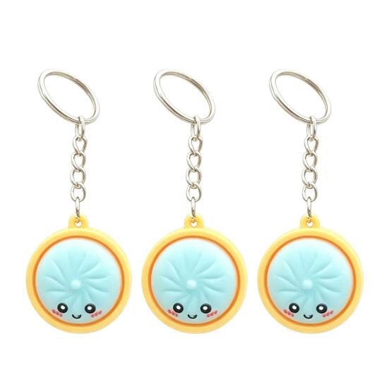 3Pcs Mini Dumpling Keychain Pendant Soft Food Charm Cartoon Snack Accessories for Bags Car