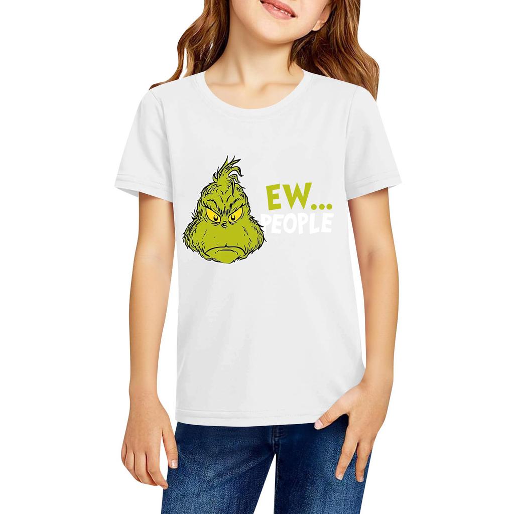 Fashionable Round Neck Short Sleeve Work Clothes Printed Tops For KID Summer Tops