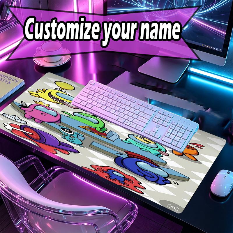 Custom Name Personalized Among Us Pattern Mousepad, Laptop PC Desk Mat, Decorative Desk Mat for Home Keyboard Pad Gift