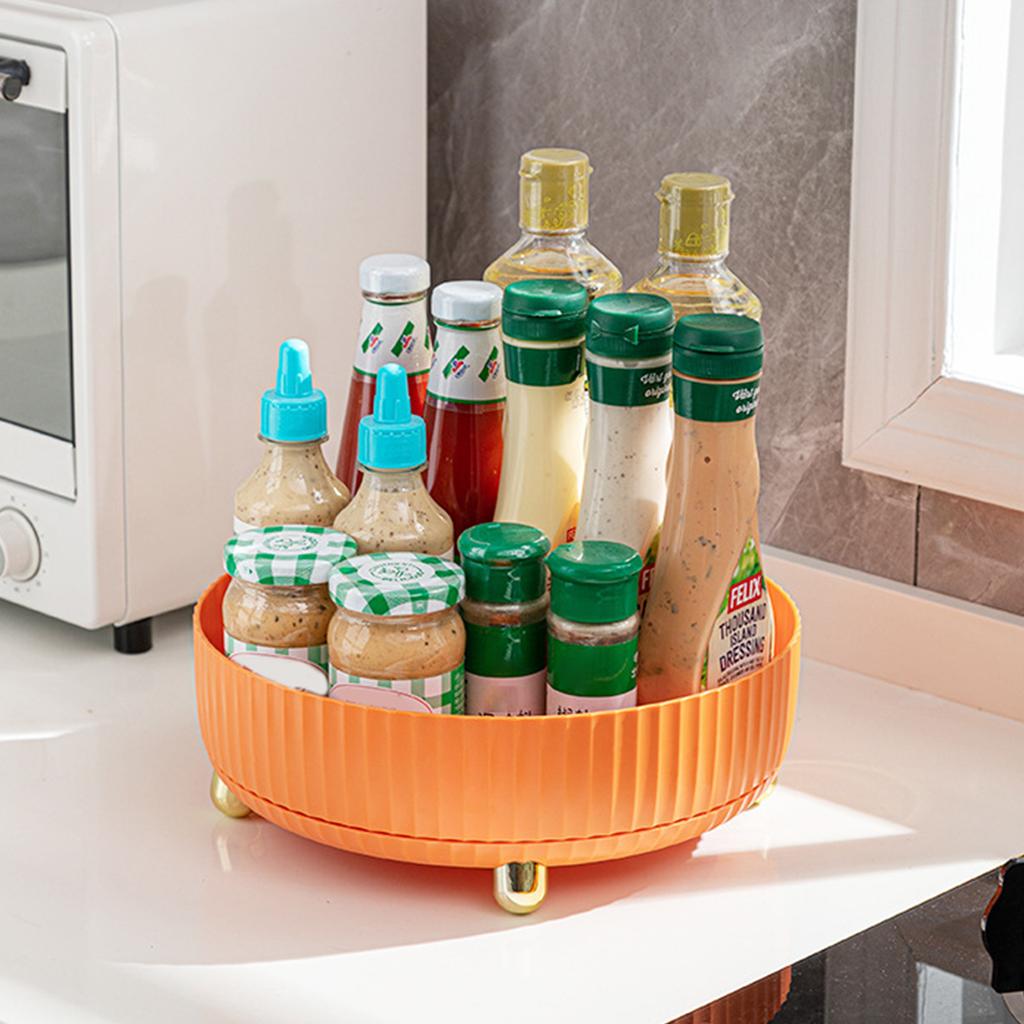 360 Rotation Non-Skid Spice Rack Pantry Cabinet Turntable with Wide Base Storage Bin Rotating Organizer for Kitchen Seasoning