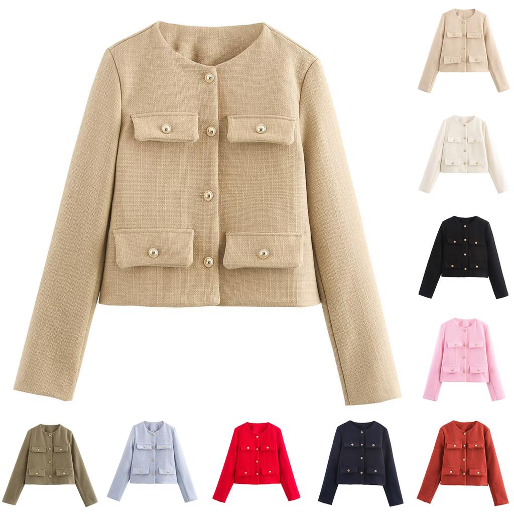Women's Faux Suede Button Jacket Oversized Gathered Hem Short Length Coat Casual Vintage Outerwear With Pockets