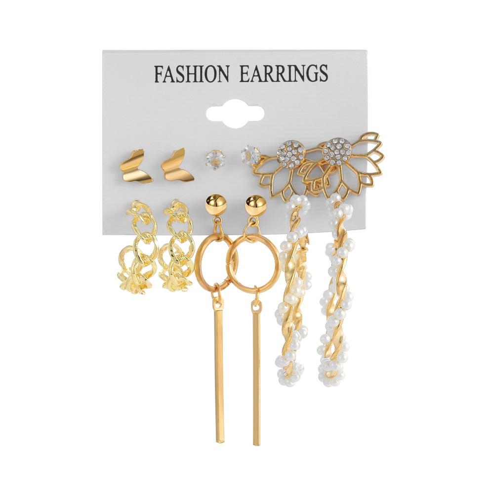 IF ME Fashion Resin   Earrings Set Checkerboard Heart Crystal Butterfly  Earring Women Jewelry Accessories