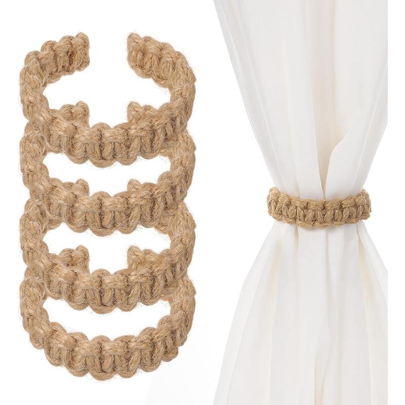 Weaving Curtain Ties with Elegant Rural Style. Handmade Curtain Ties Suitable for Light and Thin Home Bedroom Office Decoration