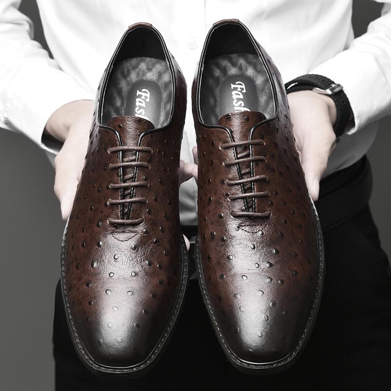 Mens Genuine Leather Casual Shoes High Height British Oxford Shoes Fashionable Formal Dress Footwear Luxury Brand Business Flats