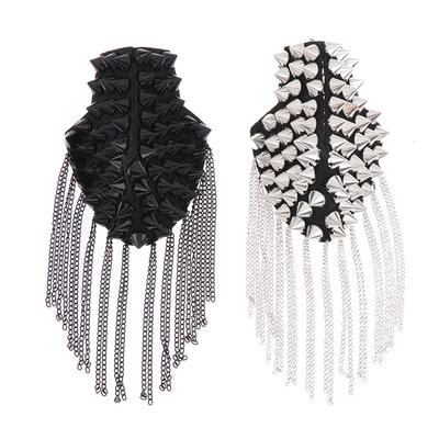 1Pc  Shoulder Epaulets Vintage Spike Rivet Tassel Epaulet Shoulder Boards Badge Brooches Women Men Clothing Accessories