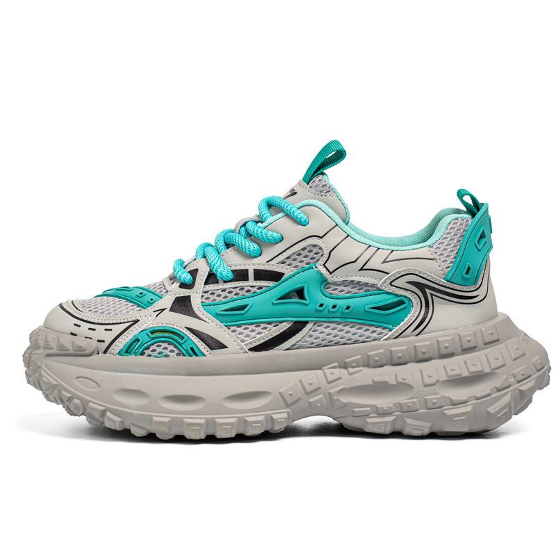 2025 Summer Trendy Men's Dad Sneakers: 5cm Height Boost, Color Block, Thick Tire Sole, Casual Style