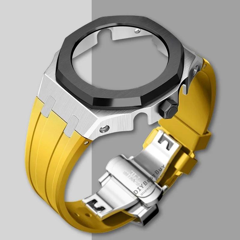 Ny Gen5 Casioak-fodral i rostfritt stål för G-Shock GA2100 Mod-kit Modifieringssats Metallram gummiband för GA2110 GAB2100