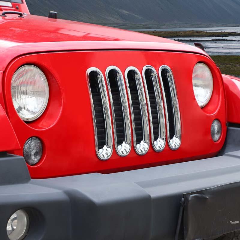 ABS Car Front Grille Decoration Ring Cover Stickers For Jeep Wrangler JK 2007-2017 Car Exterior Accessories