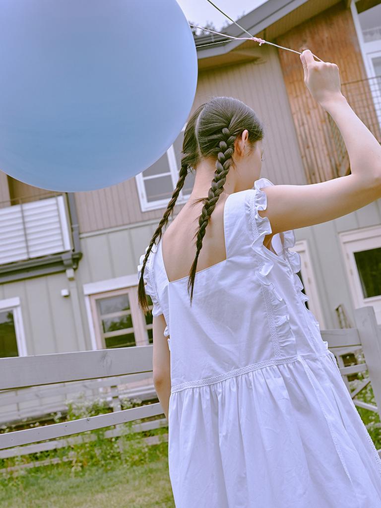 Anoetic Anc Frill Sleeveless Dress_White