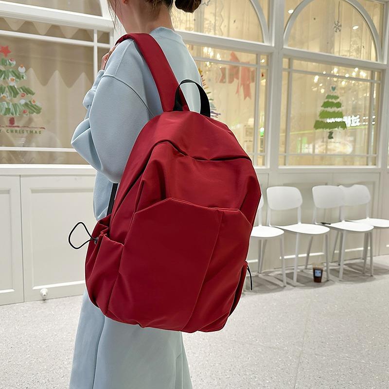 Schoolbag simple large capacity ins solid color computer backpack university high school schoolbag Mori department campus nylon backpack for women