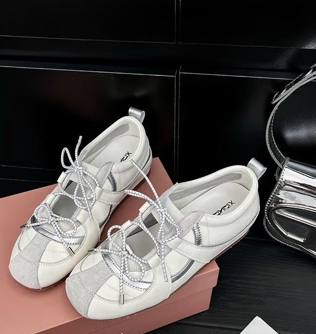 

Inner height increase silver ballet style moral training shoes women s 2025 new summer Mary Jane single shoes casual sports Forrest Gump shoes 40
