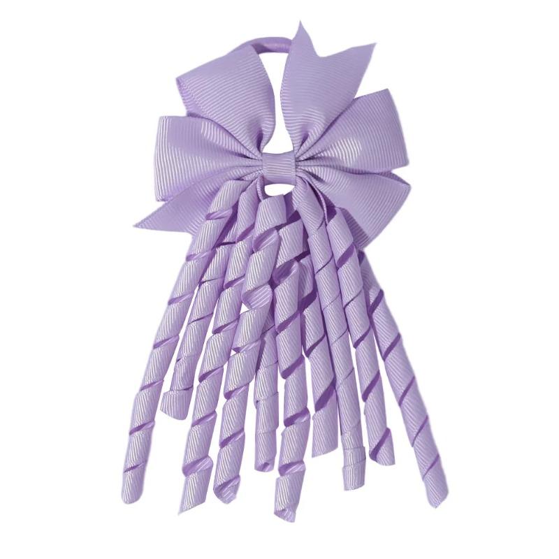 Ribbon-Tassel Hairbands Popular Sweet Cute Rainbow Curly Ribbon Double Ponytail Holder Baby Girls Rubber Bands Hair Accessories