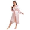 Plus Size Summer Pajamas Simple Casual Cardigan Pajamas Long-sleeved Household Clothes Medium Length Bathrobe Ice Silk Pajamas Women