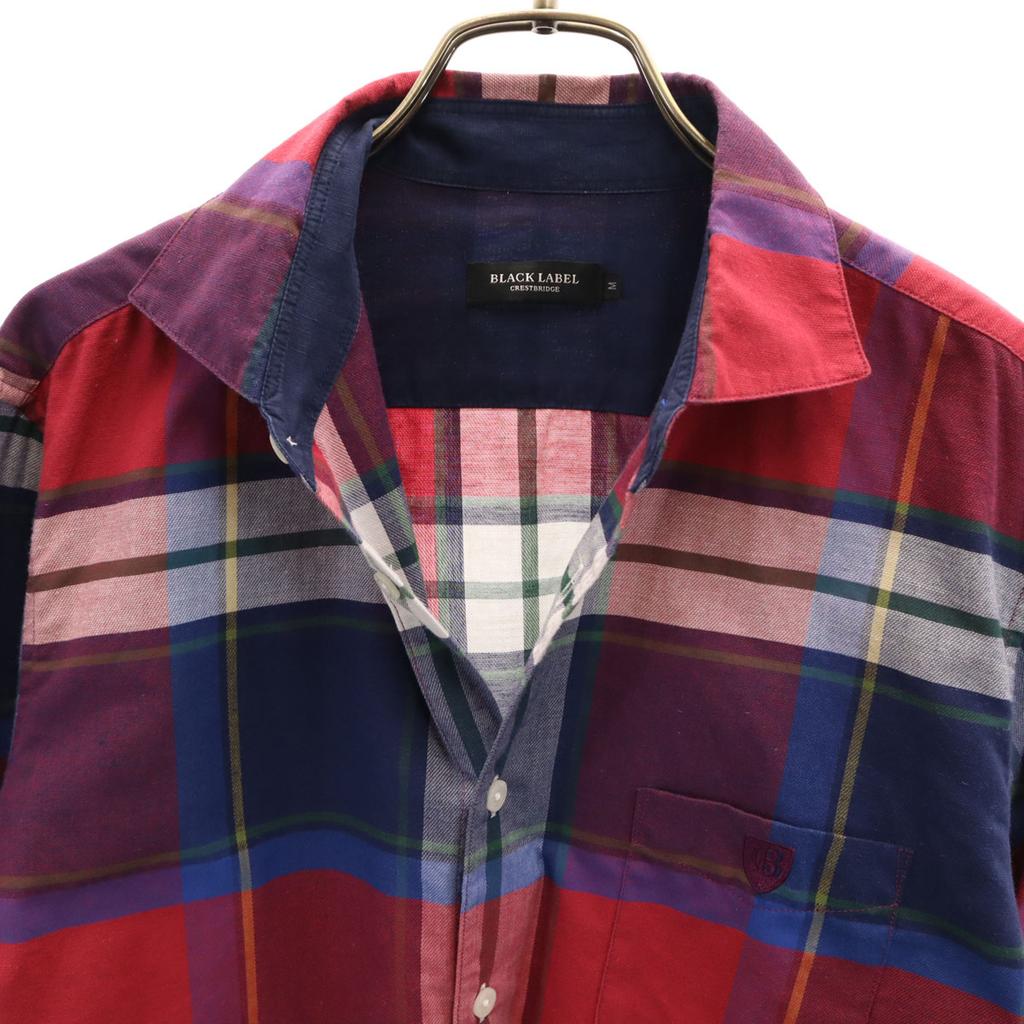 BLACK LABEL CRESTBRIDGE Check Pattern Long Sleeve Shirt M Red Men's Used