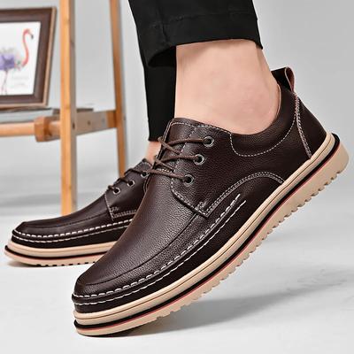 Men's Soft Leather Casual Outdoor Shoes, Waterproof and Breathable Adult Anti-skid Shoes, Fashionable Men's Low Top Sanded Leath