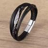 Multi-layer Leather & Titanium Steel Magnetic Buckle Bracelet
