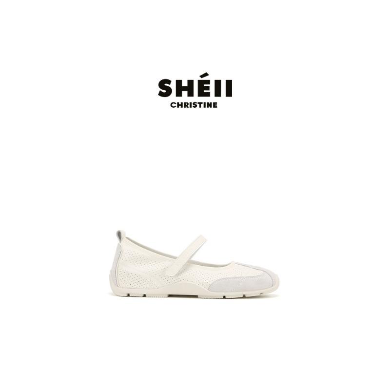 Cowhide~ Inner Height-increasing Sneakers Retro Round Head Double Velcro Casual Mary Jane Shoes Women