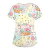 Women's Easter Print Loose V-Neck Pocket Short-Sleeve Caregiver/ Uniform