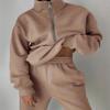 Europäischer & Amerikanischer Stil Lässiger Strickfleece mit Reißverschluss Sweatshirt & Sweatpants Damen Zweiteiler