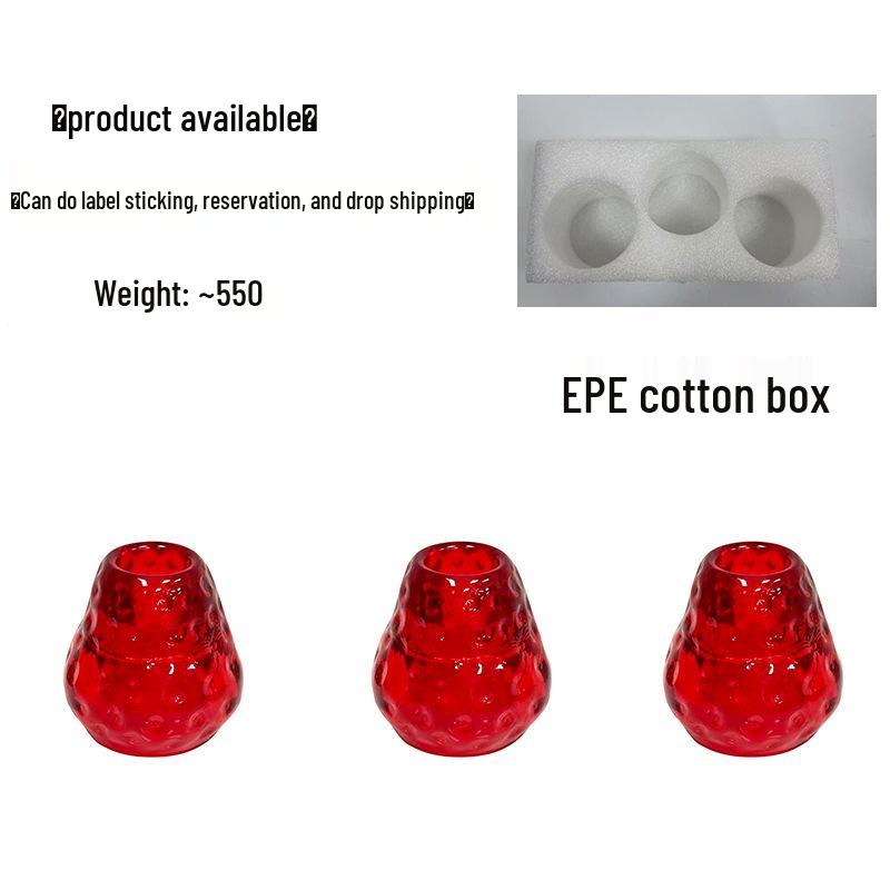 Nordic Minimalist Strawberry Glass Candlestick: Romantic Candle Holder for Dining, Aromatherapy, Wedding Photography Props.