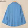 ZANZEA Women Turn Down Collar Loose Casual Long Sleeve Blouse
