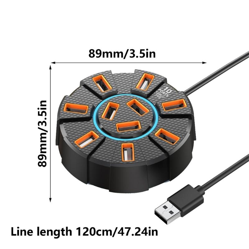 USB Docking Station 10 Port USB 2.0 Hub Expansion Dock Data Transfer Expander USB Extension for Keyboard USB Expander