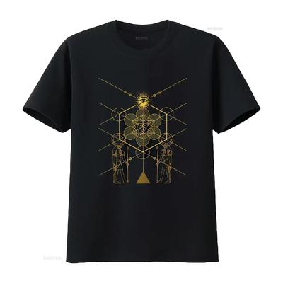 Sacred Geometry Science Egyptian HORUS HERU T Shirt Vintage Washed Fashion Homme Stylish Casual Slightly Graphic Versatile