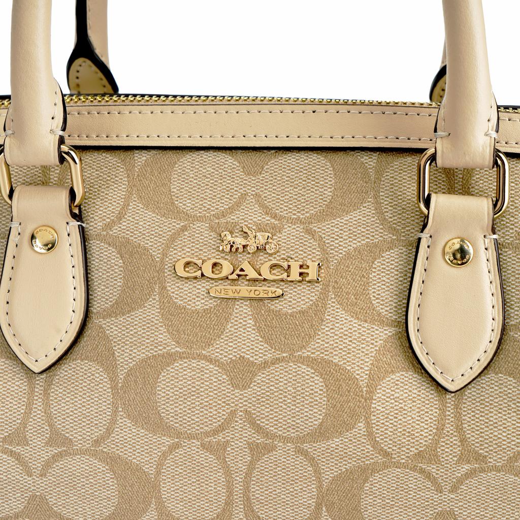 Coach Rowan 25 Classic Monogram Zip Closure Coated Canvas And Leather Boston Bag Women handbags Brown CH486-IMOT4