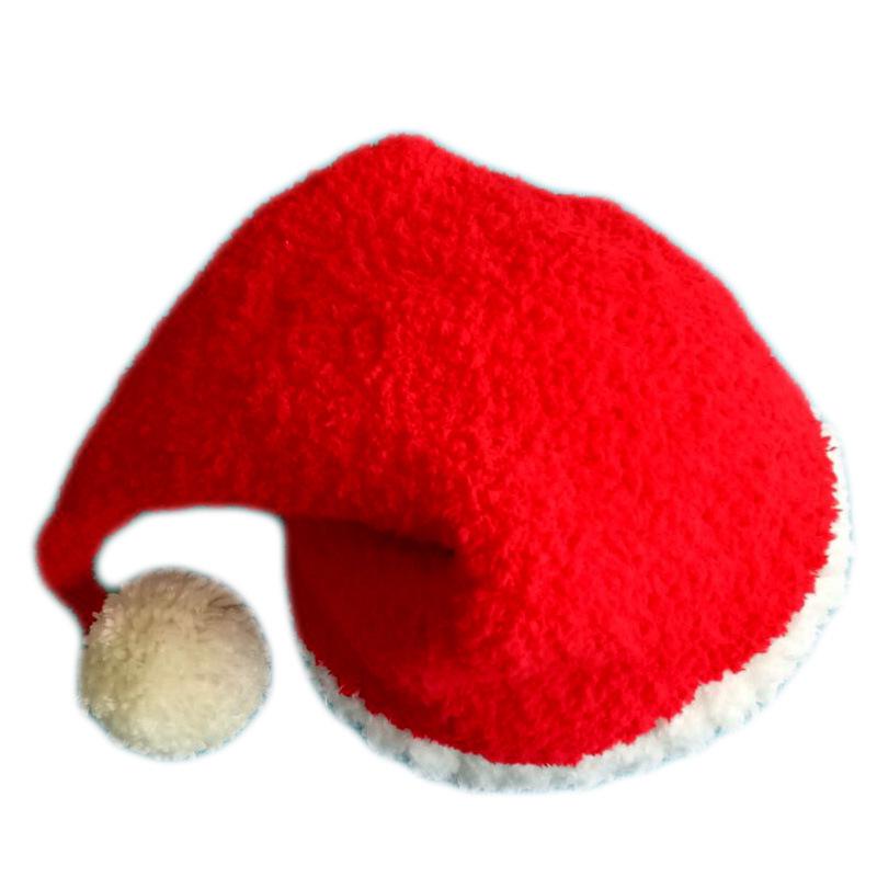 Handcrafted Knitted Baby Christmas Hat & Scarf Set - Skin-Friendly Velvet, Multiple Pieces Holiday Wear