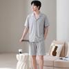 Summer men's pure cotton pajamas short-sleeved five-point pants loungewear men's summer thin plus size suit