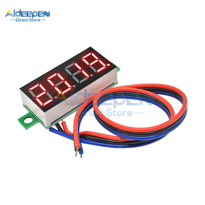 0.36 inch DC 0-100V Mini 3 Wires 4 Bit LED Digital Voltmeter 0.36" DC 0.000V-100.0V Voltage Meter Voltage Tester 12V 24V