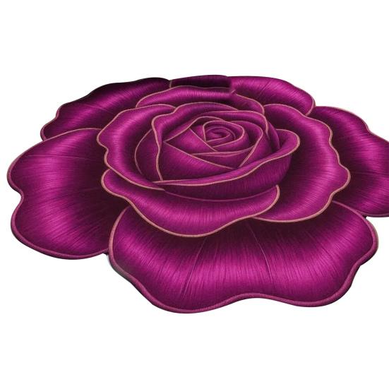 Floral Plush Floor Mat 3D Flower Optical Illusion Rugs Non-Slip Water-Absorbent Bath Mat for Bathroom Bedroom Entrance Vanity Area