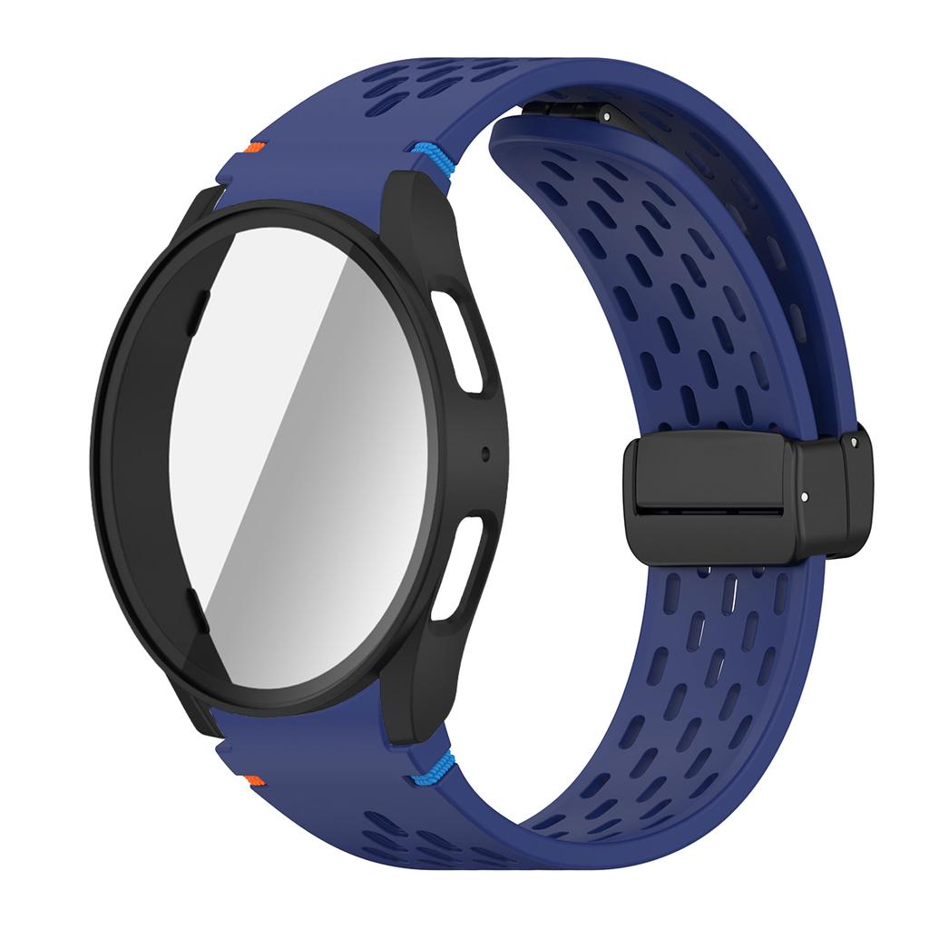 Case+Strap for Samsung Galaxy Watch 7 6 5 4 40/44mm Silicone Magnetic Band Tempered Glass Screen Film PC Protector Cover Bumper