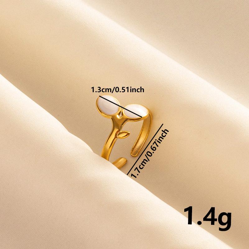 Bohemian Gold Color White Enamel Open Rings Luxury Irregular Stainless Steel Adjustable Finger Ring Women Charm Jewelry Gifts