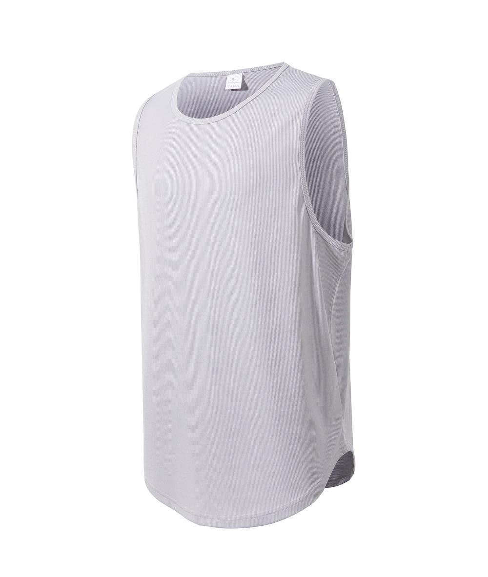 

Мужская летняя футболка без рукавов с круглым вырезом, однотонная большая свободная футболка, простая повседневная быстросохнущая футболка, спортивная футболка без рукавов для бега L светло-серый