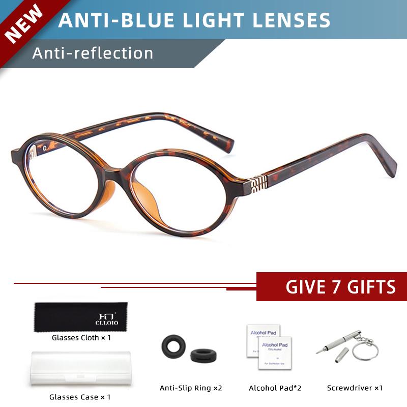 CLLOIO Classics Small Frames Anti Blue Ray Myopia Glasses Women Retro Oval Reading Glasses Anti-reflection Prescription Eyewear