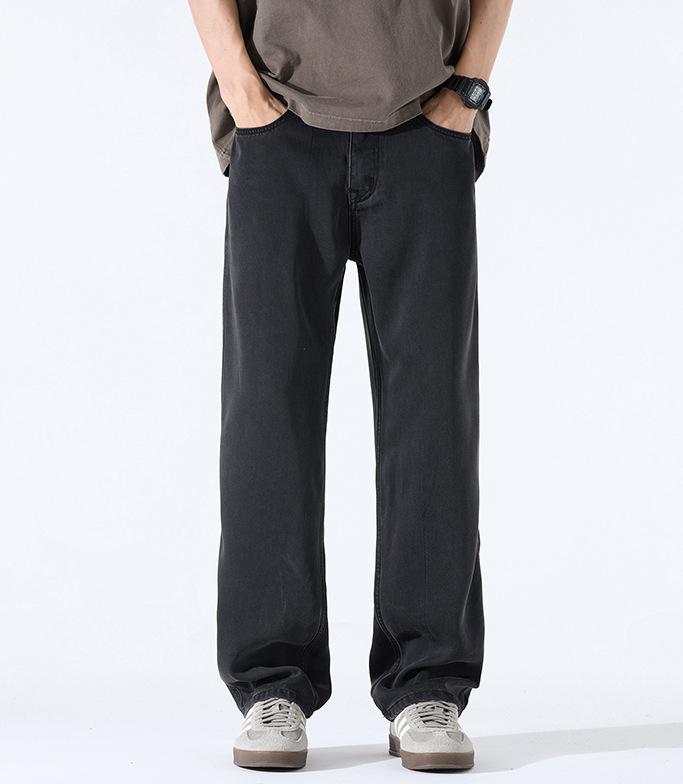 Lyocell Tencel Jeans Men's Summer Thin Loose Straight American Trend Brand Drop Casual Wide Leg Pants