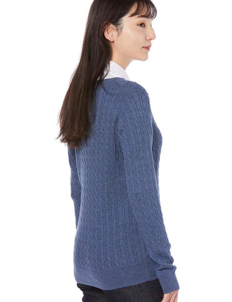 Amazon Essentials Women's Lightweight Cable Knit Crew Neck Long Sleeve Sweater, Heather Blue, Size XL