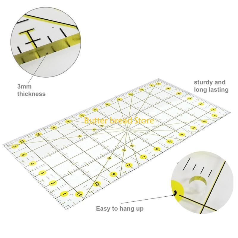 W89C Acrylic Sewing Ruler Clear Quilting Template for DIY Patchwork Crafting Quilting