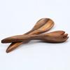 Fuji Boeki Acacia Wood Tableware 7-Piece Set, Round Type [Large Plate x 1, Small Plates x 4, Serving Spoon x 1, Serving Fork x 1] Durable, Lightweight