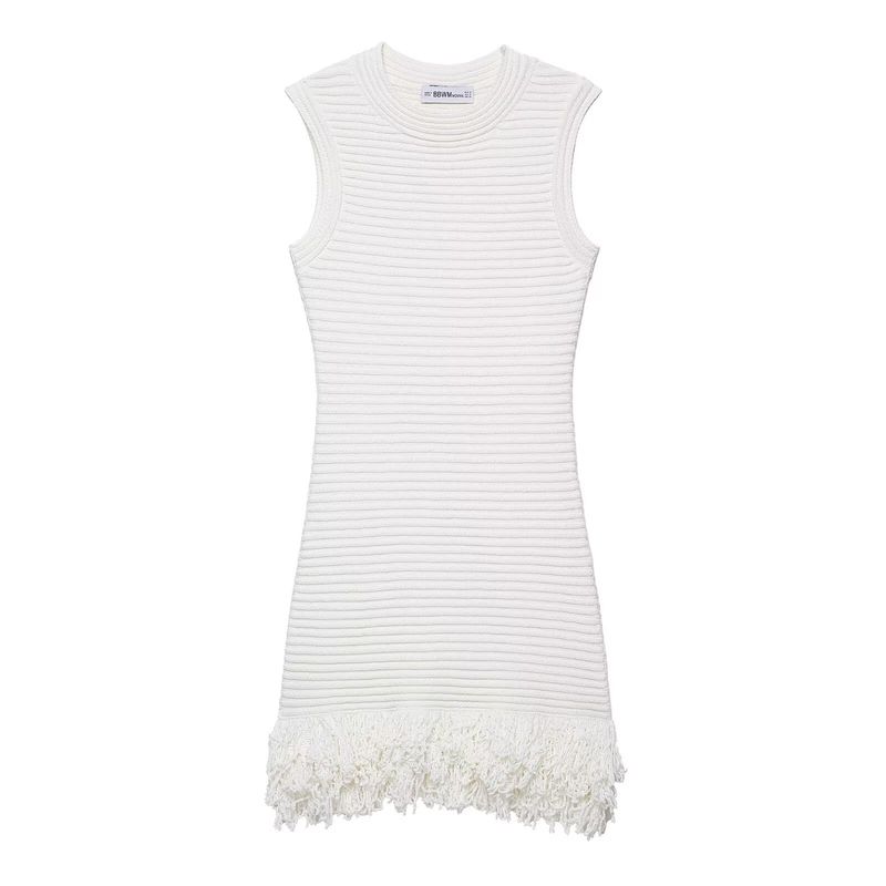 Kaslead New Women Clothes Western Style Slim Plaid Knitted Tassel Dress 4331026