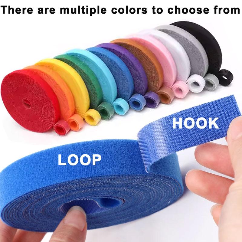 1Meter Reusable Fastening Tape Cable Ties Wrap Double Sided Hook-and-Loop Cable Straps Management Tape Home Office Organizer