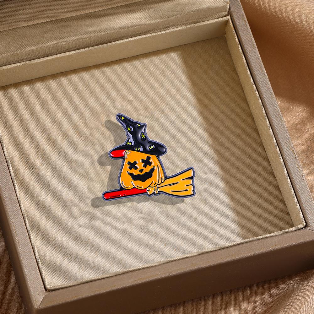 

Pumpkin Skull Brooch Universal Creative Alloy Badge Pin Trendy Alloy Clothes Backpack Scarf Accessories Halloween Brooch синий